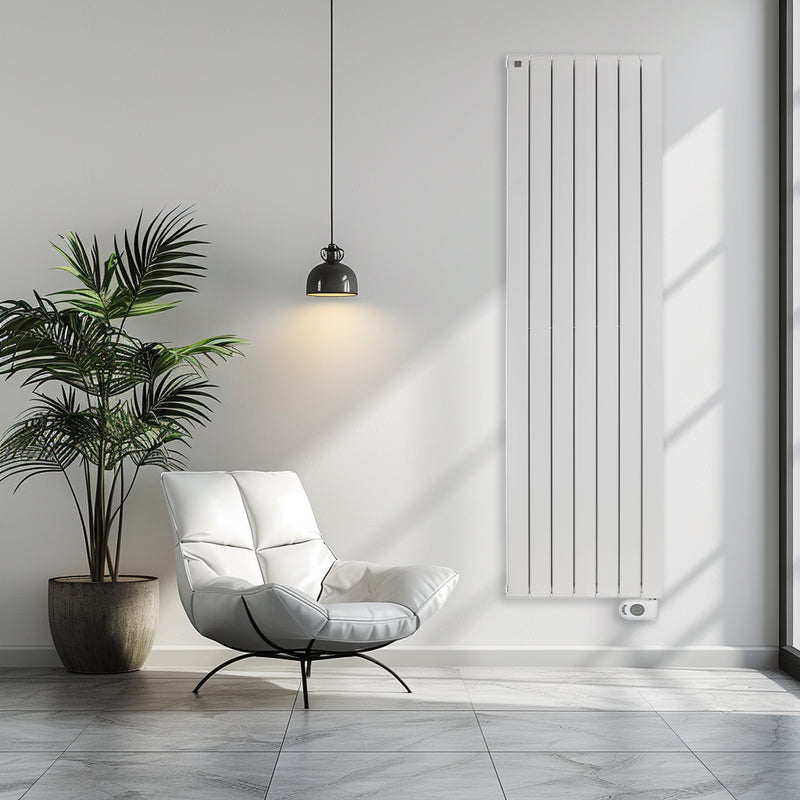 Radiateur électrique à inertie fluide Ramada 1500W avec Contrôle Digital - Blanc vertical