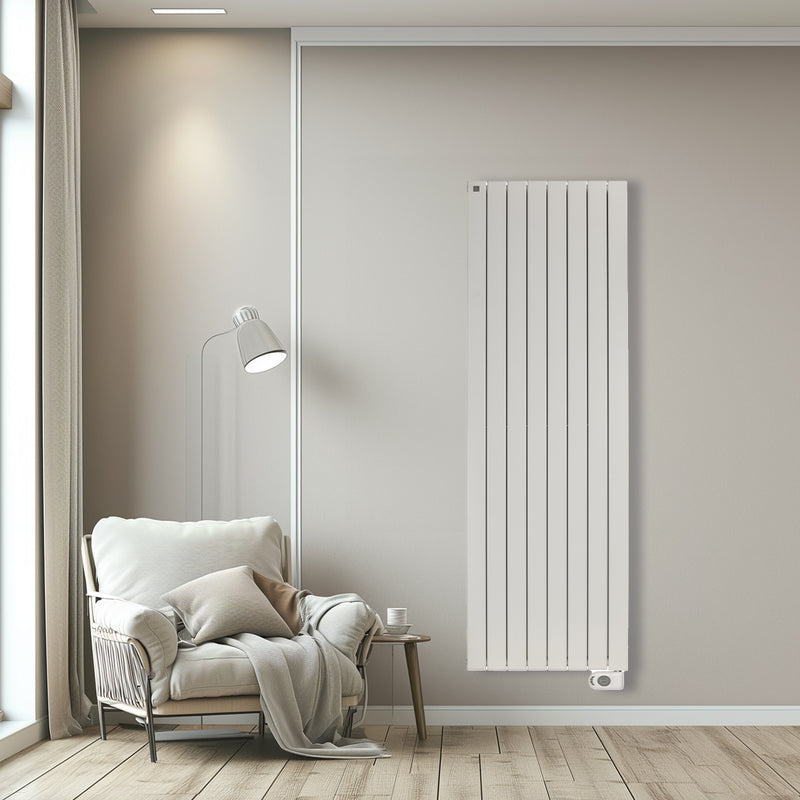 Radiateur électrique à inertie fluide Ramada 2000W avec Contrôle Digital - Blanc vertical