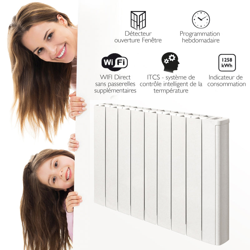 DELTACALOR Radiateur électrique connecté au chaleur douce Cubo Wi-Fi